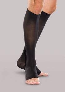 Black knee-high MEDICAL COMPRESSION HOSIERY open toe 