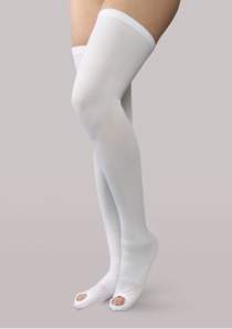 White thigh-high MEDICAL COMPRESSION HOSIERY